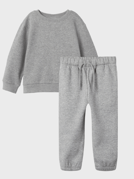 name it mini OANNE LS NREG SWEAT SET - Grey Melange | Torgunns Barneklær AS