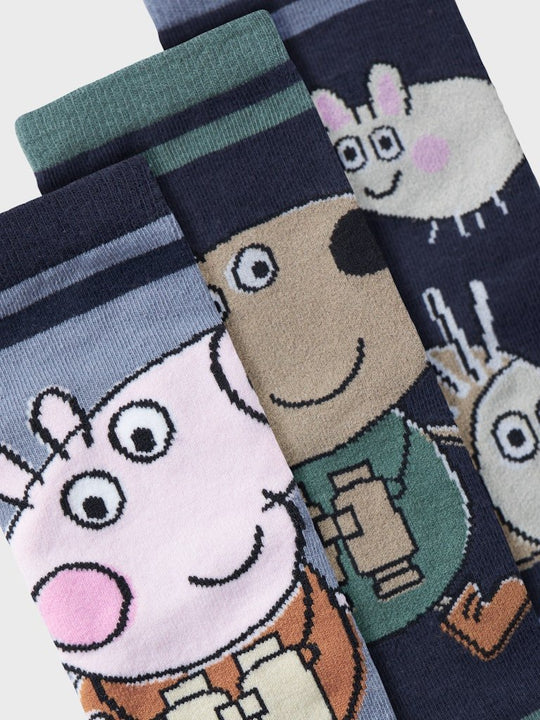 name it mini ORLA Georg Gris 3 pk Sokker - Dark Sapphire | Torgunns Barneklær AS