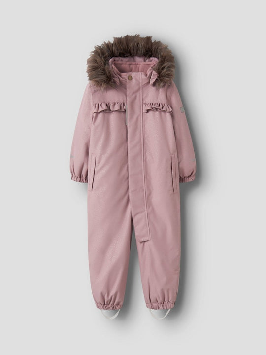 name it mini SNOW10 SUIT FRILL GLITTER - Woodrose | Torgunns Barneklær AS