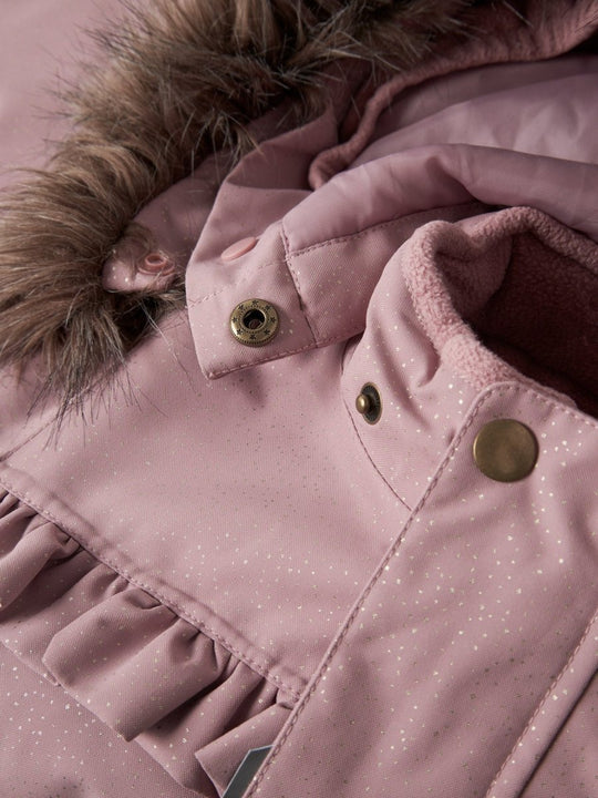 name it mini SNOW10 SUIT FRILL GLITTER - Woodrose | Torgunns Barneklær AS