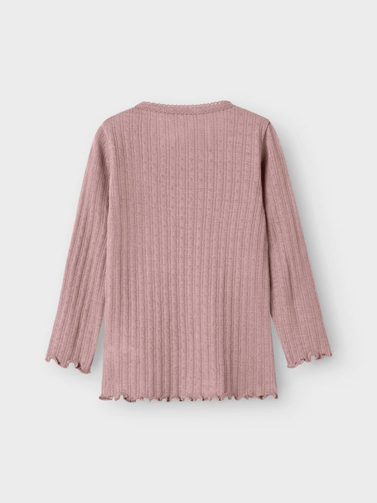 name it mini ULL/SILKE WOSSA RIB LS TOP - Antler | Torgunns Barneklær AS