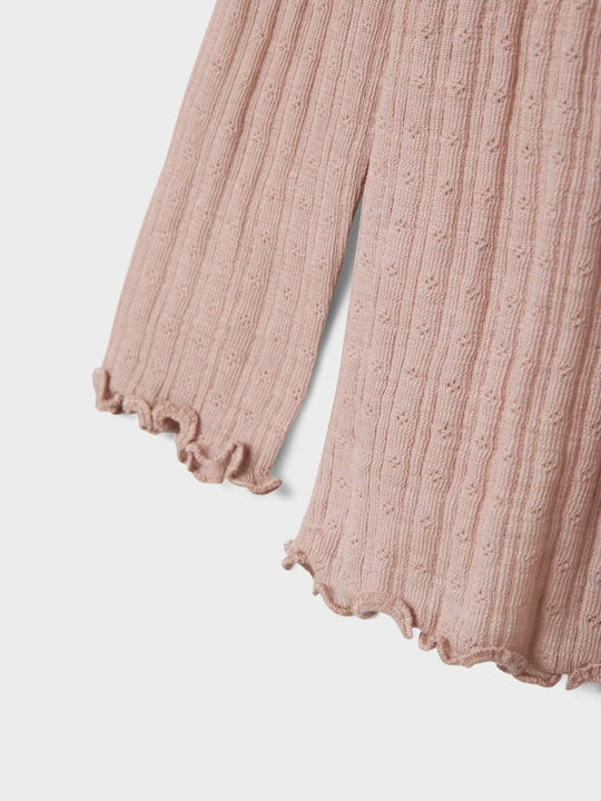 name it mini ULL/SILKE WOSSA RIB LS TOP - Shadow Gray | Torgunns Barneklær AS