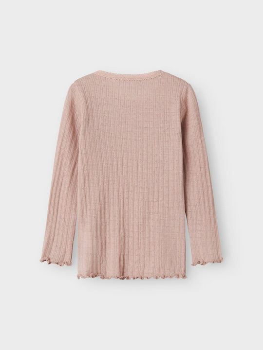 name it mini ULL/SILKE WOSSA RIB LS TOP - Shadow Gray | Torgunns Barneklær AS