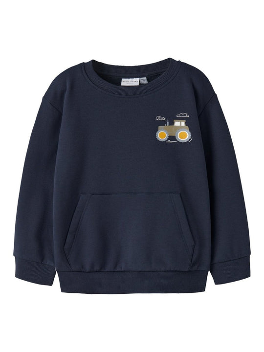 name it mini VUGO LS NREG SWEAT BRU - Navy Blazer | Tractor | Torgunns Barneklær AS
