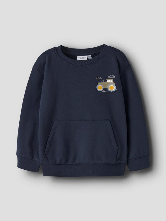 name it mini VUGO LS NREG SWEAT BRU - Navy Blazer | Tractor | Torgunns Barneklær AS
