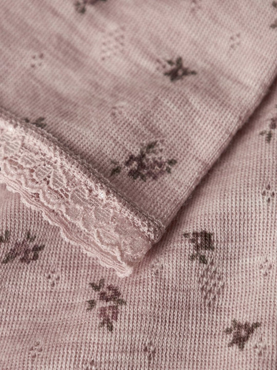 name it mini WANG WOOL NEEDLE LEGGING NOOS - Shadow Gray | Small flowers | Torgunns Barneklær AS