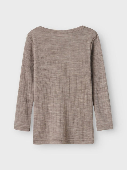 name it mini WANG WOOL NEEDLE LS TOP SOLID NOOS - Satellite | Torgunns Barneklær AS