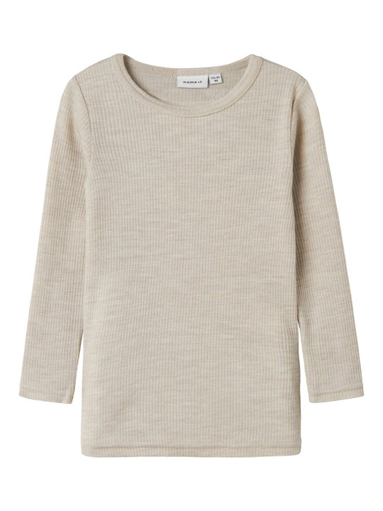 name it mini WAX WOOL RIB LS TOP NOOS - Nacreous Cloud | Torgunns Barneklær AS