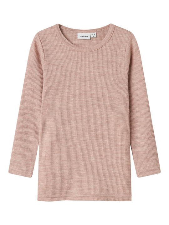 name it mini WAX WOOL RIB LS TOP NOOS - Shadow Gray | Torgunns Barneklær AS