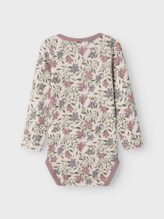 name it mini WILLOW WOOL LS BODY - Lilac Ash AOP | Torgunns Barneklær AS