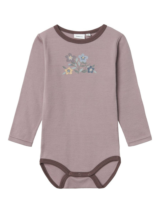 name it mini WILLOW WOOL LS BODY - Purple Dove | Torgunns Barneklær AS