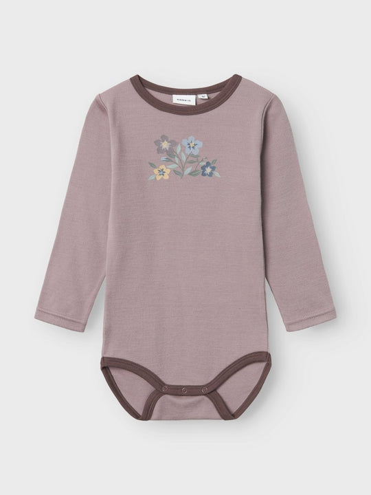 name it mini WILLOW WOOL LS BODY - Purple Dove | Torgunns Barneklær AS