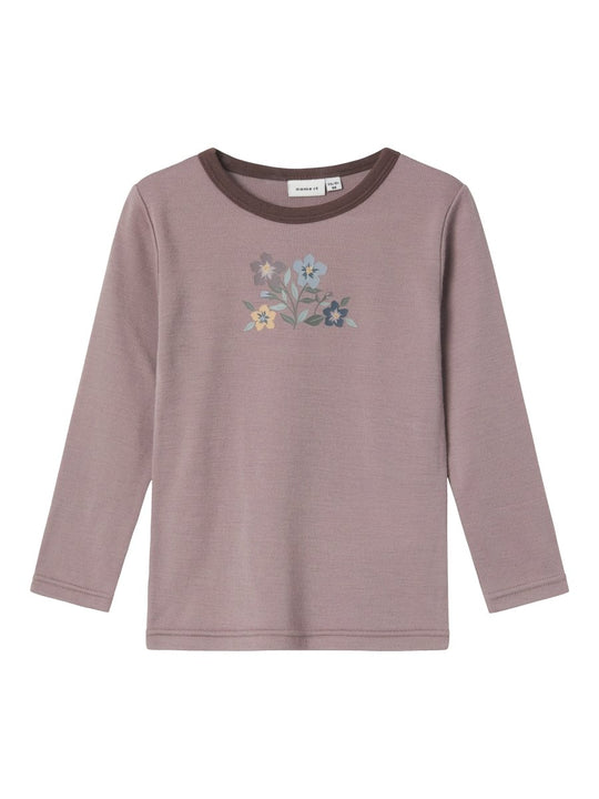 name it mini WILLOW WOOL LS TOP - Purple Dove | Torgunns Barneklær AS