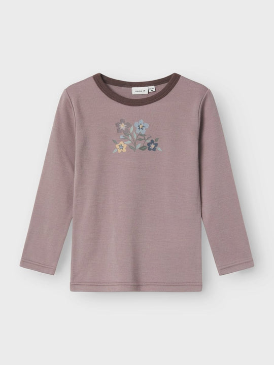name it mini WILLOW WOOL LS TOP - Purple Dove | Torgunns Barneklær AS