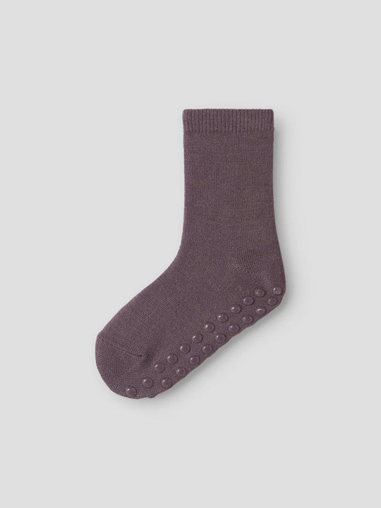 name it mini WOOL WAK 2PK ANTISLIP SOCK - Antler | Torgunns Barneklær AS