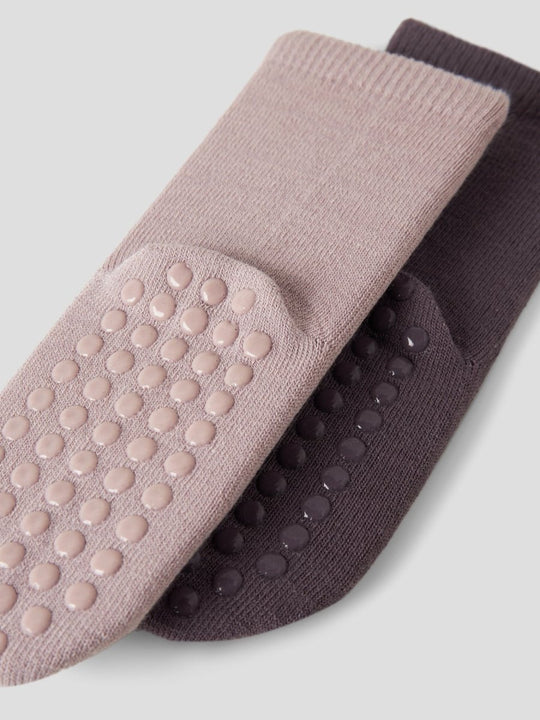 name it mini WOOL WAK 2PK ANTISLIP SOCK - Shadow Gray | Torgunns Barneklær AS