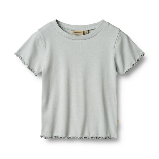 Wheat Main Rib T-Shirt S/S Irene - Soft blue | Torgunns Barneklær AS