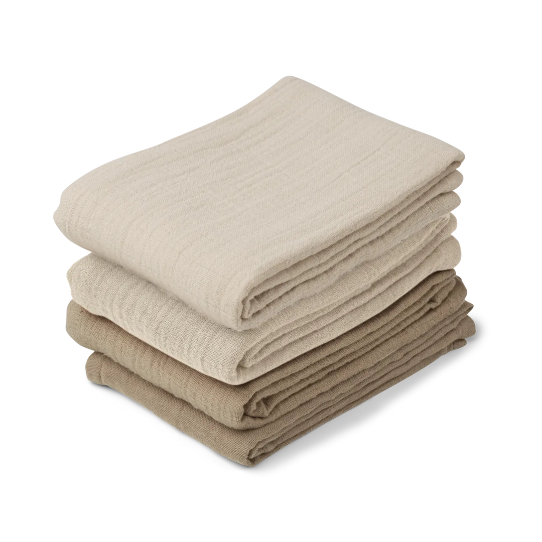 Liewood LEON Muslin Cloth 4 pk - Natural/Sandy Mix Kluter Liewood