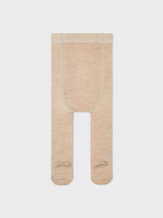 Lil' Atelier BABY RAKEL STRØMPEBUKSE ULL - Warm Sand | Torgunns Barneklær AS