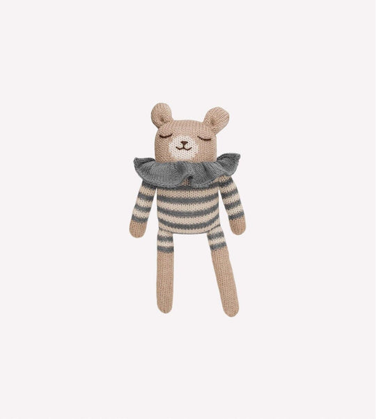 Main Sauvage Teddy Knit Toy - Slate Striped Romper | Torgunns Barneklær AS