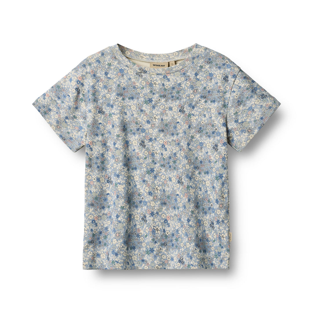 Wheat Main T-Shirt S/S Ella - Blue summer flowers