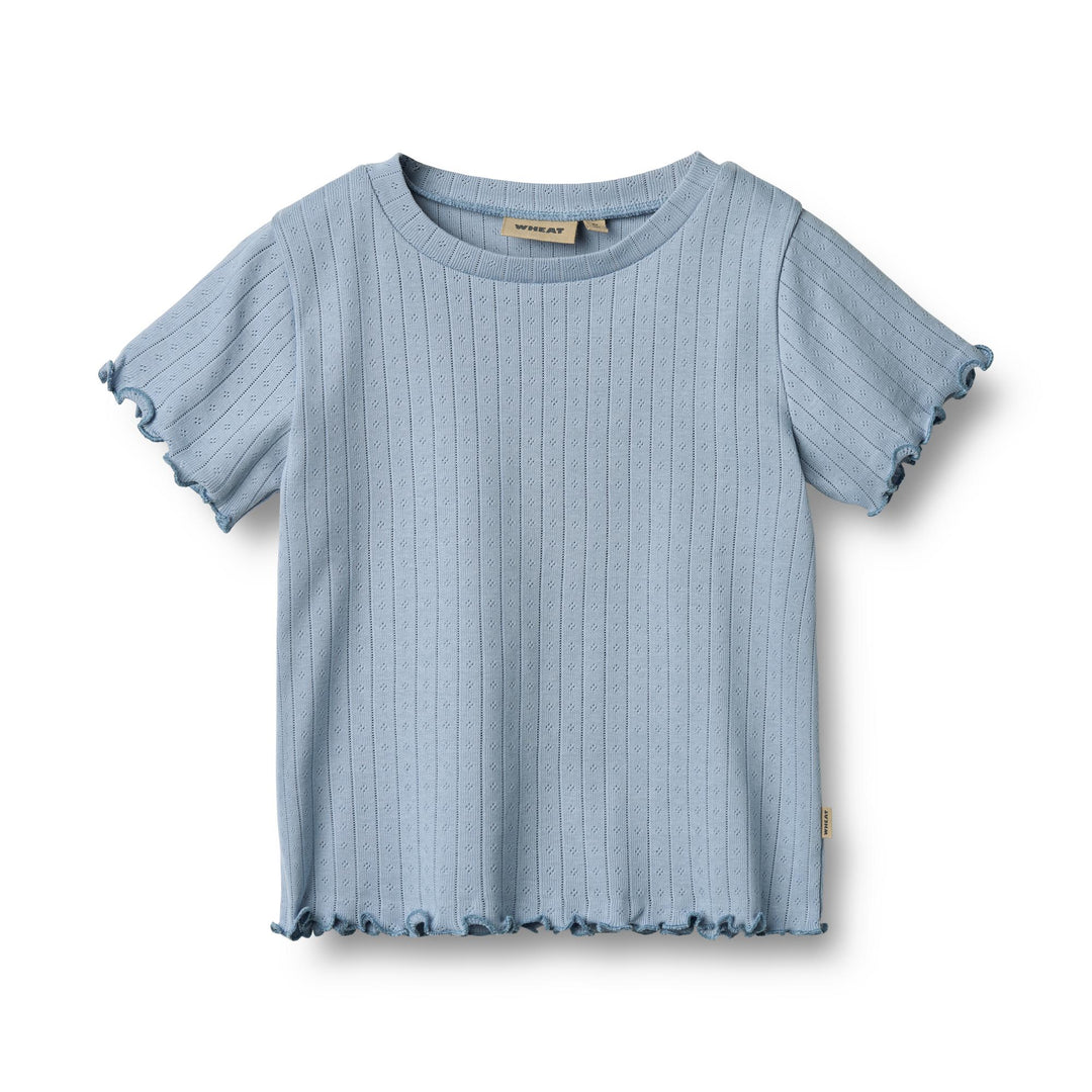 Wheat Main Rib T-Shirt S/S Irene - Morning sky