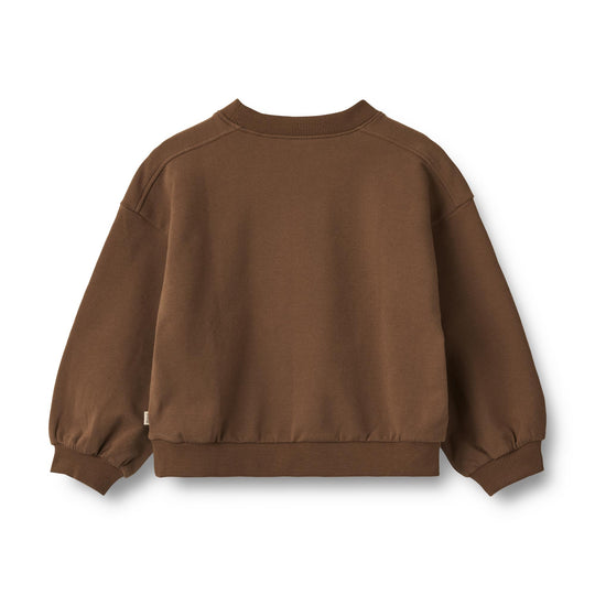 Wheat Sweatshirt L/S Embroidery Eliza - Coffee Bean