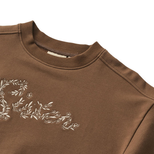 Wheat Sweatshirt L/S Embroidery Eliza - Coffee Bean