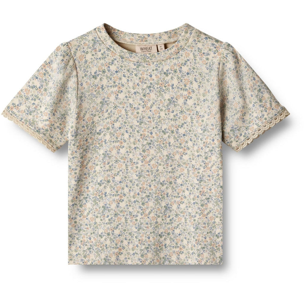 Wheat T-shirt S/S Iris - Sandshell Mini Flowers - Torgunns Barneklær AS