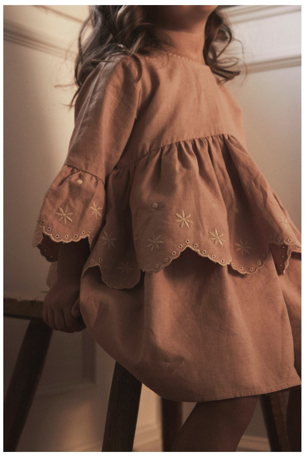 Lil' Atelier Mini ROSITA 3/4 DRESS - Nougat - Torgunns Barneklær AS