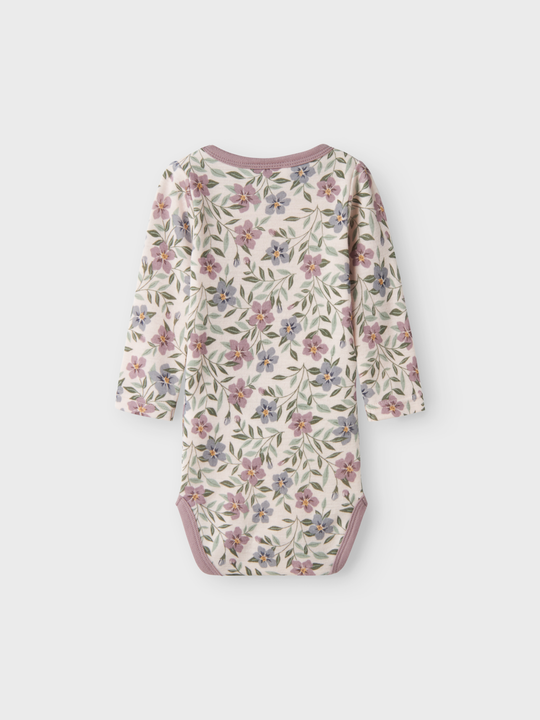 name it baby WILLOW WOOL LS BODY - Lilac Ash AOP