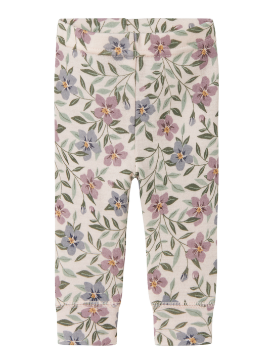 name it baby WILLOW WOOL LEGGING - Lilac Ash AOP