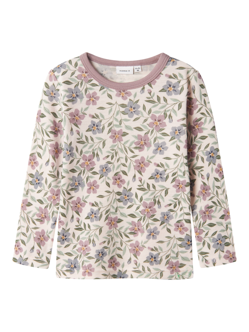 name it mini WILLOW WOOL LS TOP - Lilac Ash AOP