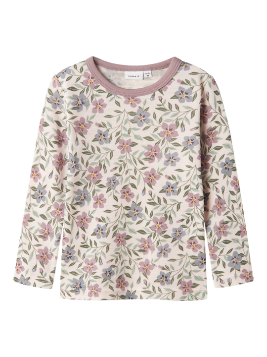 name it mini WILLOW WOOL LS TOP - Lilac Ash AOP