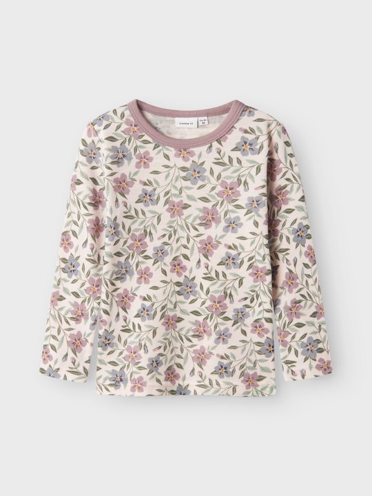 name it mini WILLOW WOOL LS TOP - Lilac Ash AOP