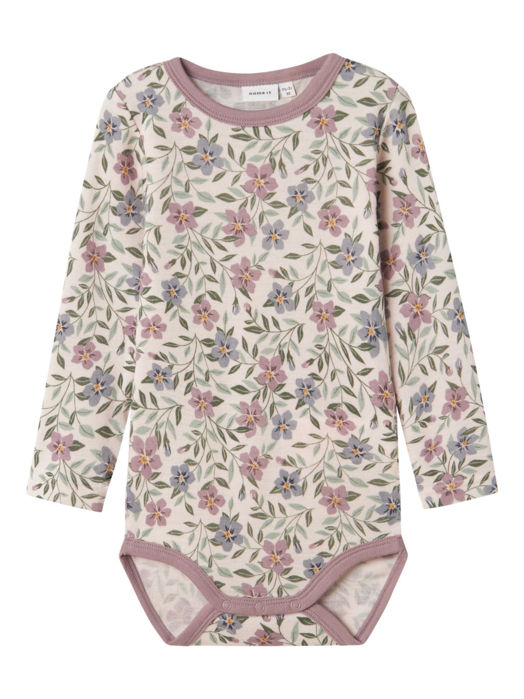 name it mini WILLOW WOOL LS BODY - Lilac Ash AOP