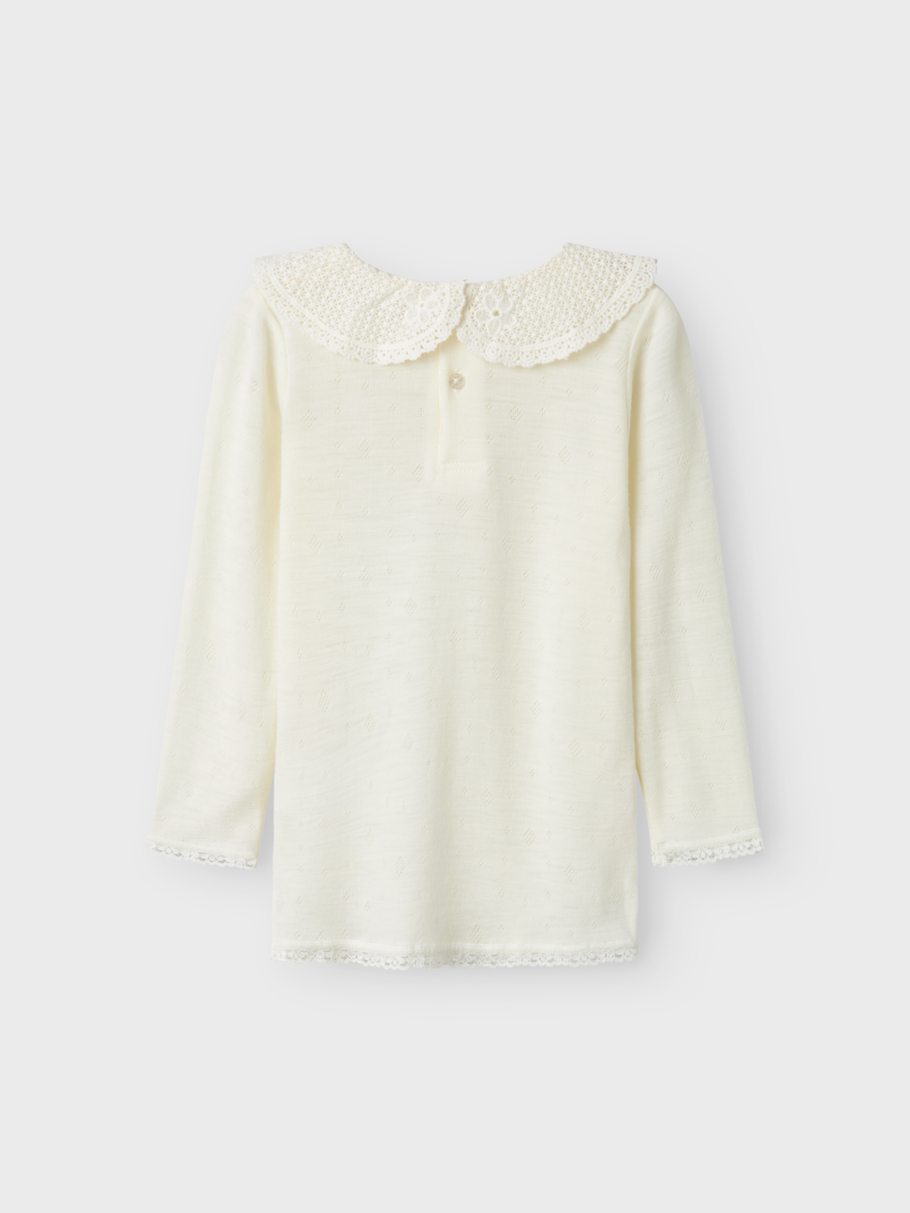 name it mini WANG WOOL NEEDLE LS TOP W/COLLAR - Snow White