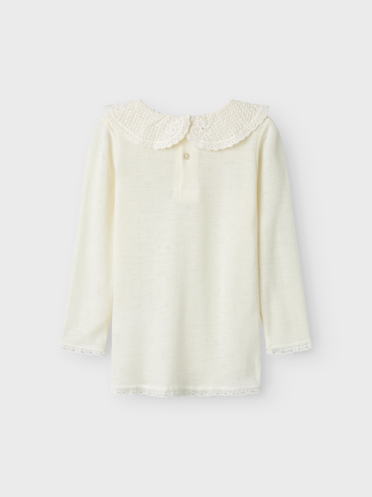 name it mini WANG WOOL NEEDLE LS TOP W/COLLAR - Snow White