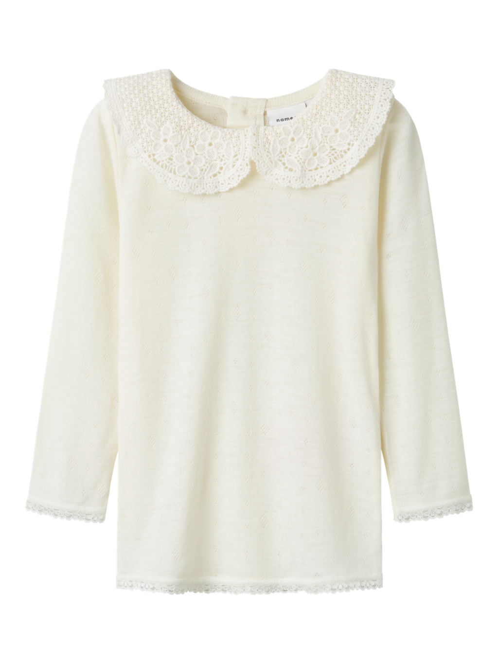 name it mini WANG WOOL NEEDLE LS TOP W/COLLAR - Snow White