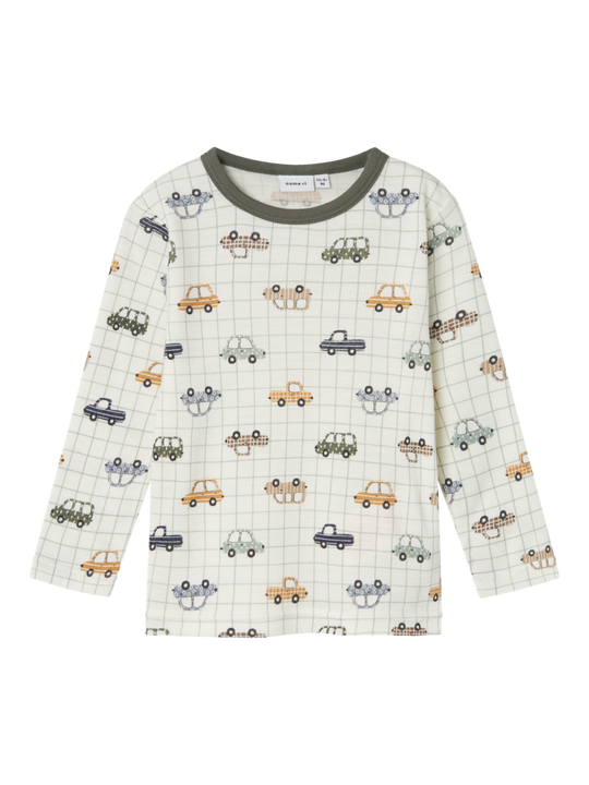 name it mini WILLOW WOOL LS TOP - Snow White AOP