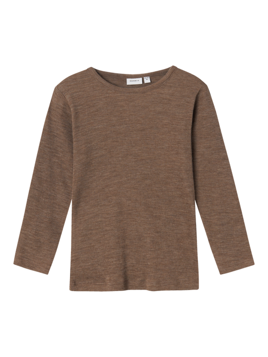 name it mini WOSSA WO/SI RIB LS TOP - Walnut