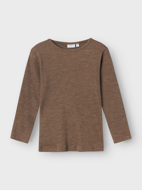 name it mini WOSSA WO/SI RIB LS TOP - Walnut