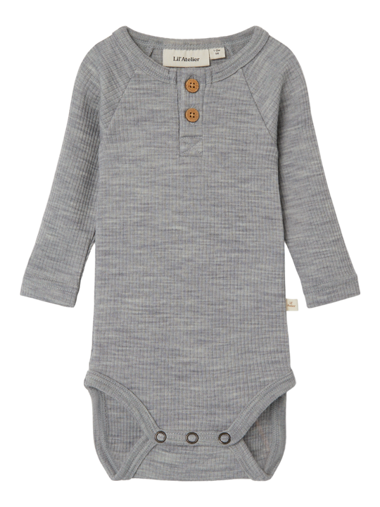 Lil' Atelier Baby FABLE LS WOOL BODY - Grey Melange