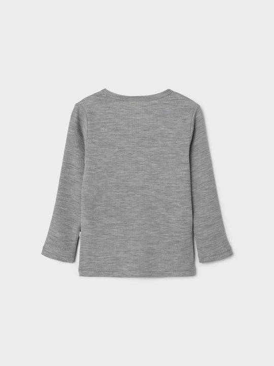 Lil' Atelier MINI FABLE LS WOOL TOP - Grey Melange