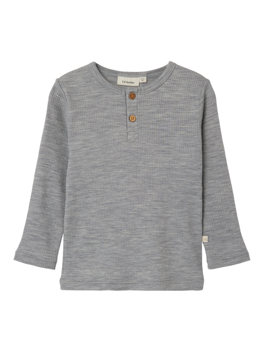 Lil' Atelier MINI FABLE LS WOOL TOP - Grey Melange