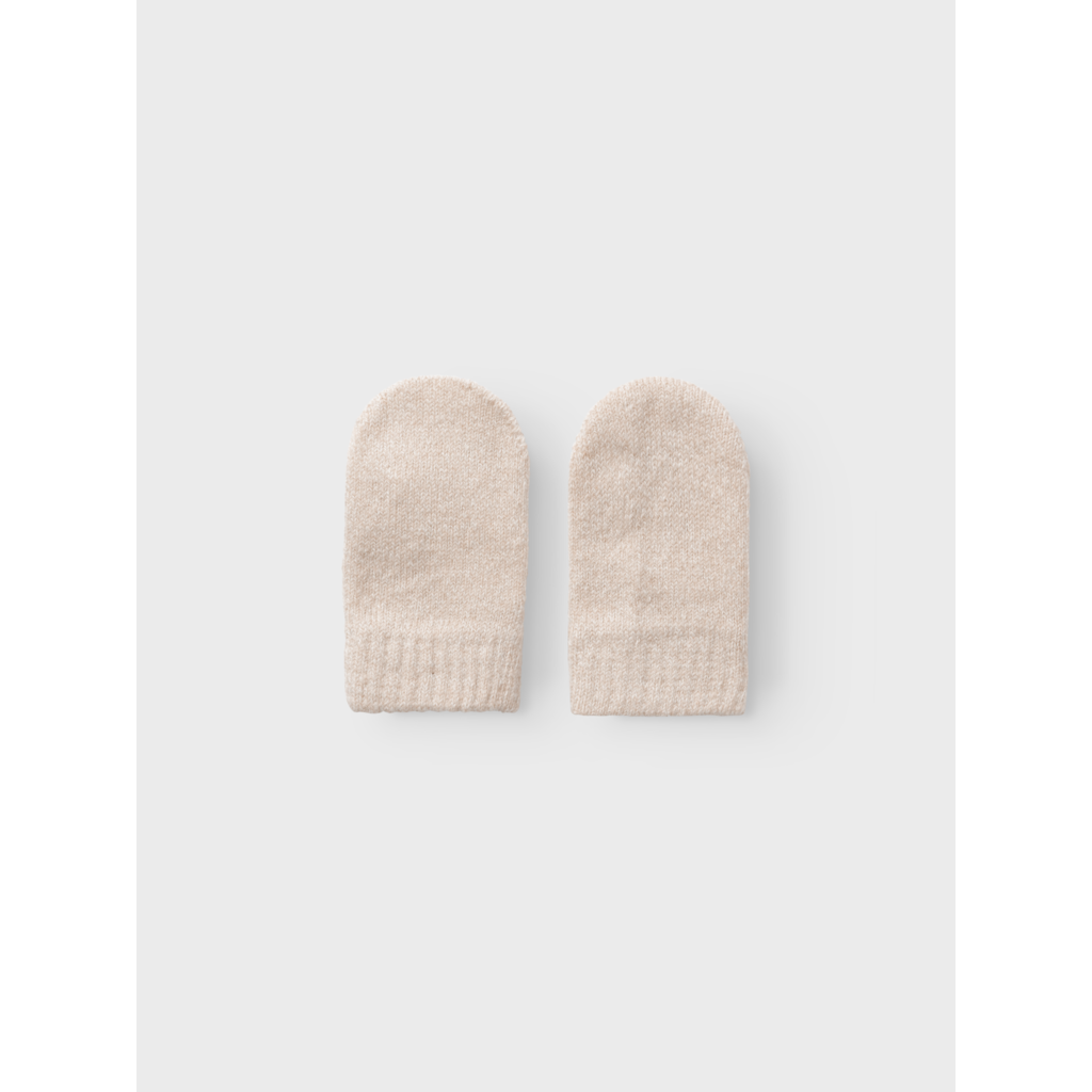 Lil' Atelier BABY GENE NIO KNIT MITTENS - Sandshell Melange