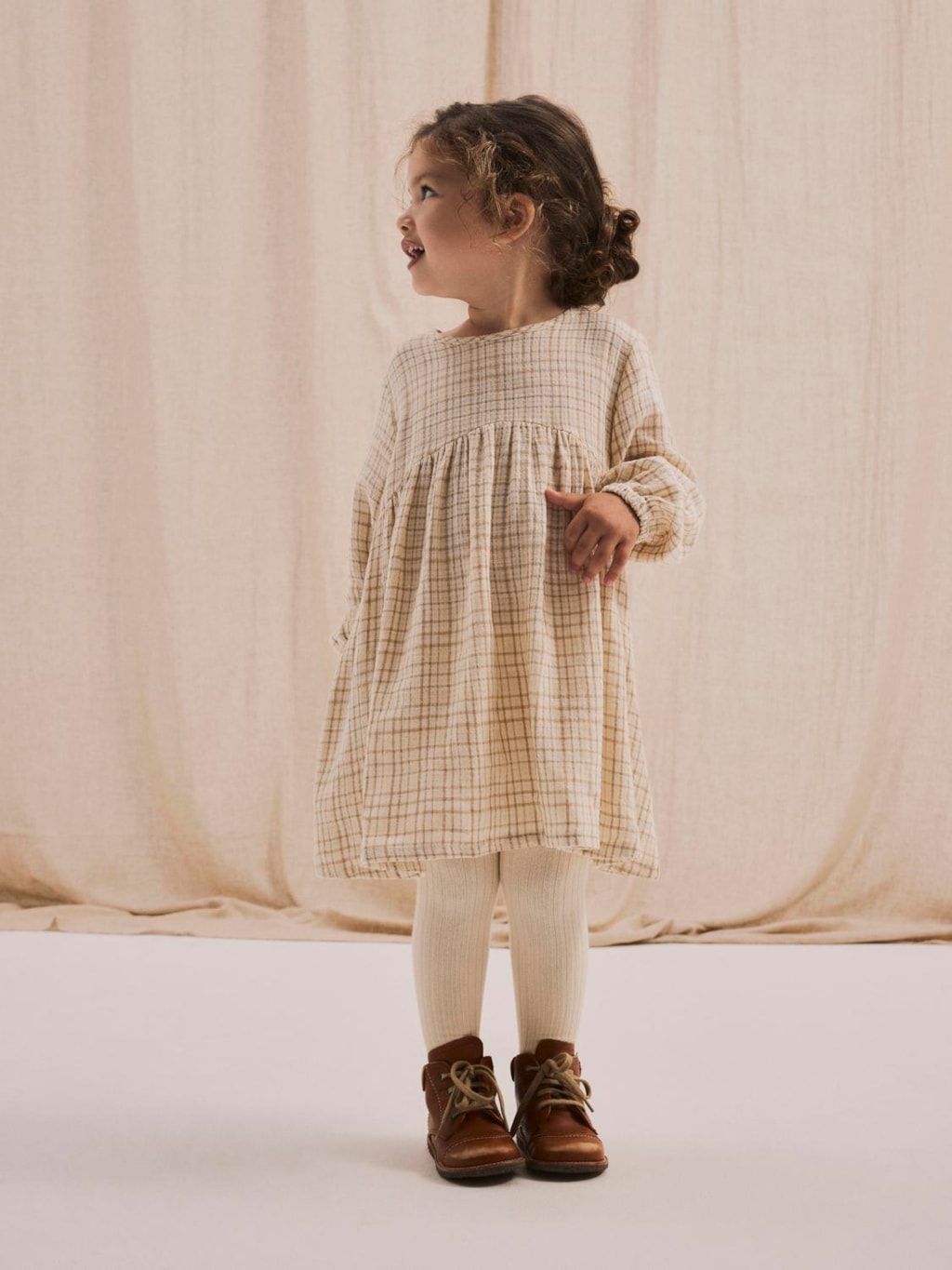 Lil' Atelier Mini KALEY LS LOOSE DRESS - Lemon Icing