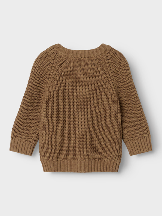 Lil' Atelier BABY EMLEN LS KNIT CARD NOOS - Sepia Tint