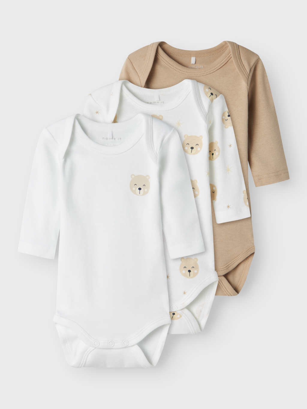 name it baby BODY 3PK BEAR NOOS - Oxford Tan