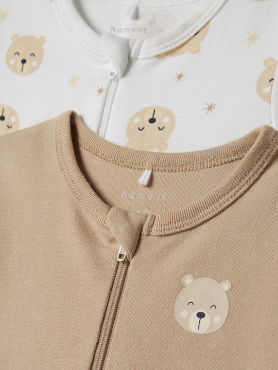 name it baby NIGHTSUIT 2P ZIP BEAR - Oxford Tan